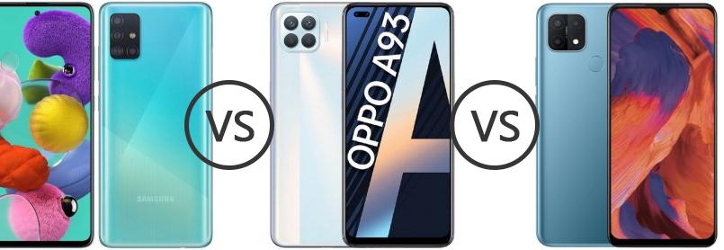 Samsung Galaxy A51 Vs Oppo A93 Vs Oppo A15 Phone Comparison