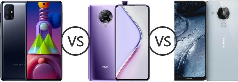 Samsung Galaxy M51 vs Xiaomi POCO F2 Pro vs Nokia 7.3 - Phone Comparison