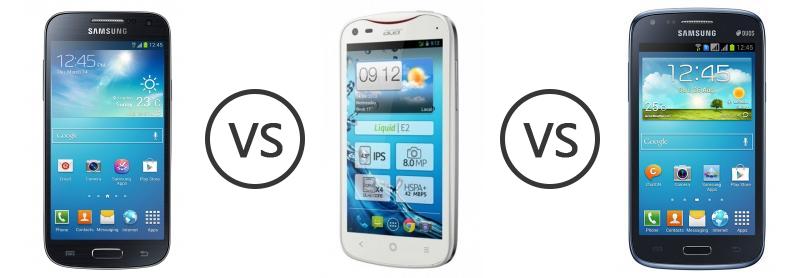 Samsung Galaxy S4 Mini vs Acer E2 vs Samsung Galaxy I8262 - Phone Comparison
