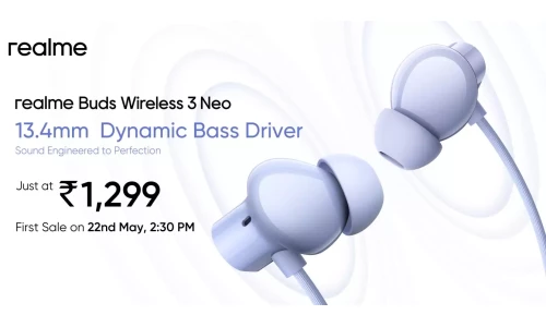 Realme Buds Wireless 3 Neo will launch in India on May 22 at Rs.1,299 with 13.4mm Dynamic Bass driver, up to 32 hours battery life