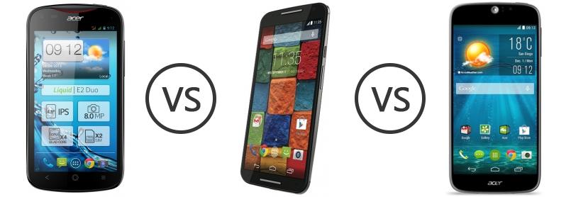 Acer Liquid E2 Duo vs Motorola Moto X (Gen 2) vs Acer Liquid Jade S - Phone  Comparison