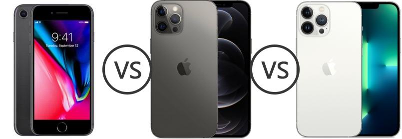 Apple iPhone 8 vs Apple iPhone 12 Pro vs Apple iPhone 13 Pro