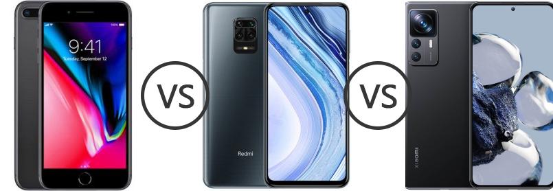 Apple iPhone Plus vs Xiaomi Redmi Note Pro vs Xiaomi 12T Pro