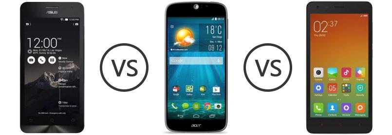 Asus Zenfone 5 vs Acer Liquid Jade S vs Xiaomi Redmi 2 - Phone Comparison