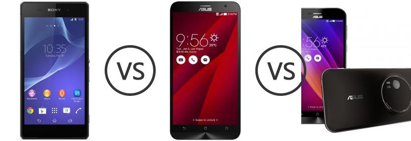 Sony Xperia Z2 vs Asus Zenfone 2 ZE551ML vs Asus Zenfone Zoom