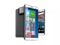 This phone has a 7-inch screen, runs Android/Windows 10 and also has a built-in projector