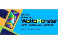 Samsung launching Galaxy M21 in India on March 16 with Super AMOLED display, 48MP triple rear cameras, 6000mAh battery.
