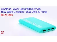 OnePlus 10000mAh Power Bank launched in India for Rs. 1299 with 18W fast charging, 2-in-1 charging cable