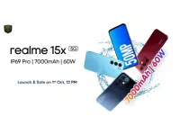 Realme 15x 5G launching in India on October 1st with 144Hz Display, 7000mAh Battery, IP69 Rating