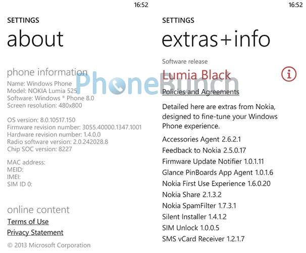 About Phone Lumia Black