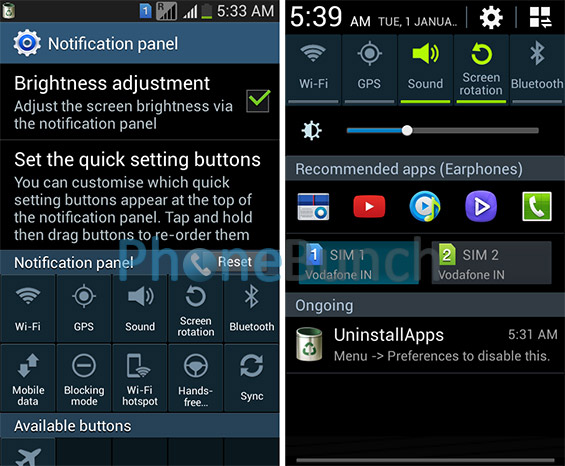 Notification Panel Status Bar