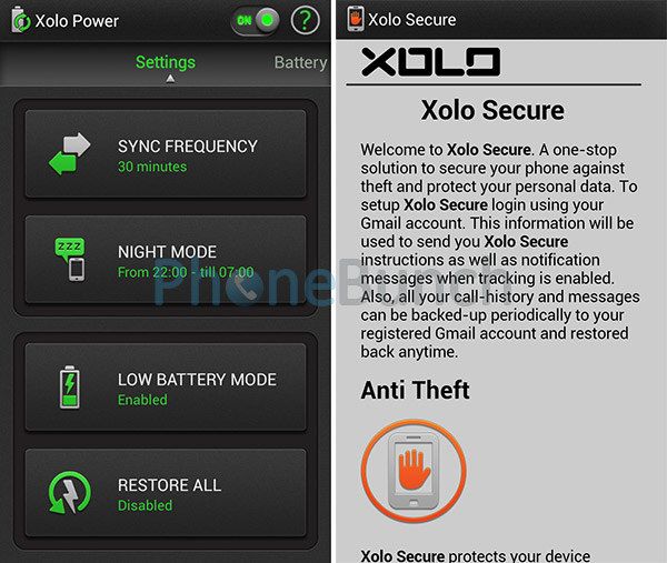Xolo Power And Xolo Secure Apps