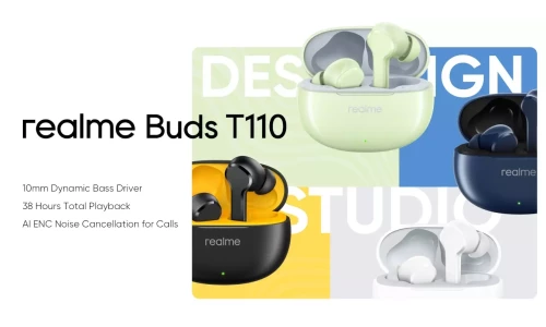 Realme Buds T110 launched in India at a Special price of Rs.1,299 with AI ENC, up to 38h total playback